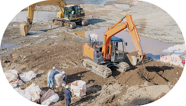 公共工事から民間の造成工事まで幅広く対応。